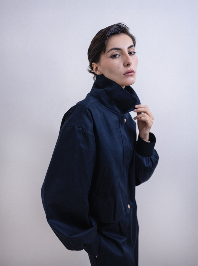 Blouson court femme en gabardine de coton