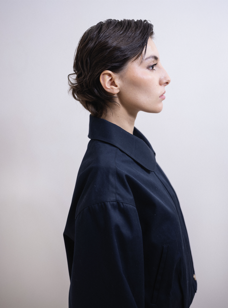 Blouson court femme en gabardine de coton